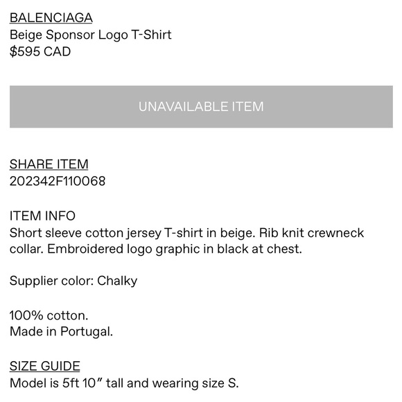 BALENCIAGA
Beige Sponsor Logo T-Shirt Size S - Picture 11 of 13